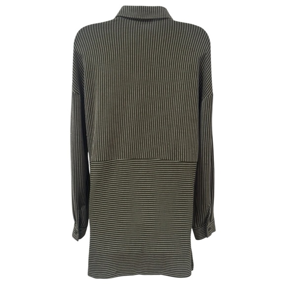 NEW Paper Crane Striped High Low Blouse Jersey Knit Button up Comfy Fall S - Picture 7 of 13